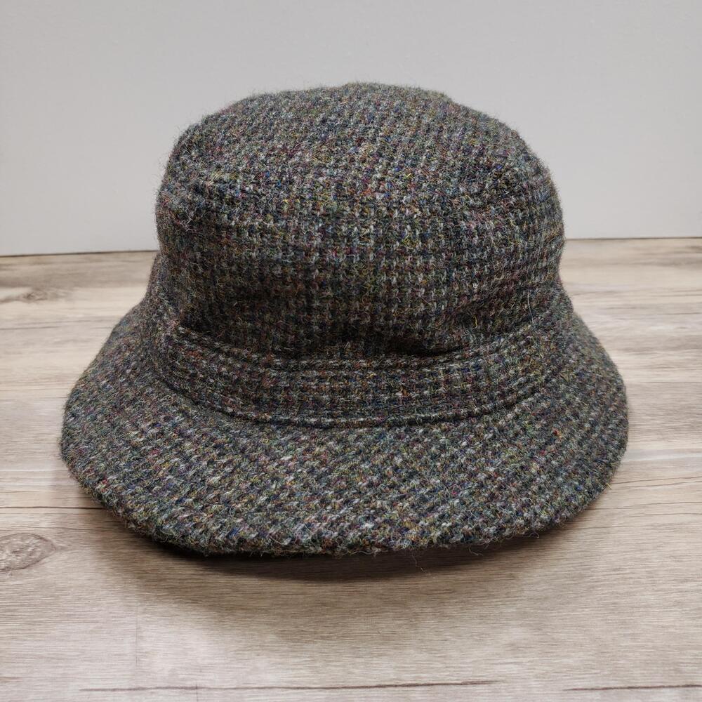 Vintage L.L. Bean Harris Tweed Bucket Hat XL Gray Wool Gore-Tex Lined Mens USA